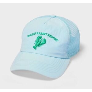 Roller Rabbit x Target Women Trucker Hat Light Blue Lobster Resort Snapback NWT